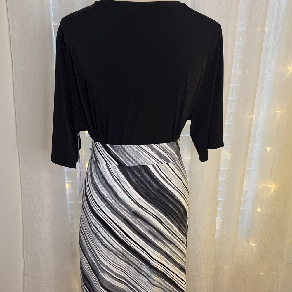 Liz Claiborne Black and White Maxi Skirt Paired with Liz Claiborne Black Top - Picture 6 of 9